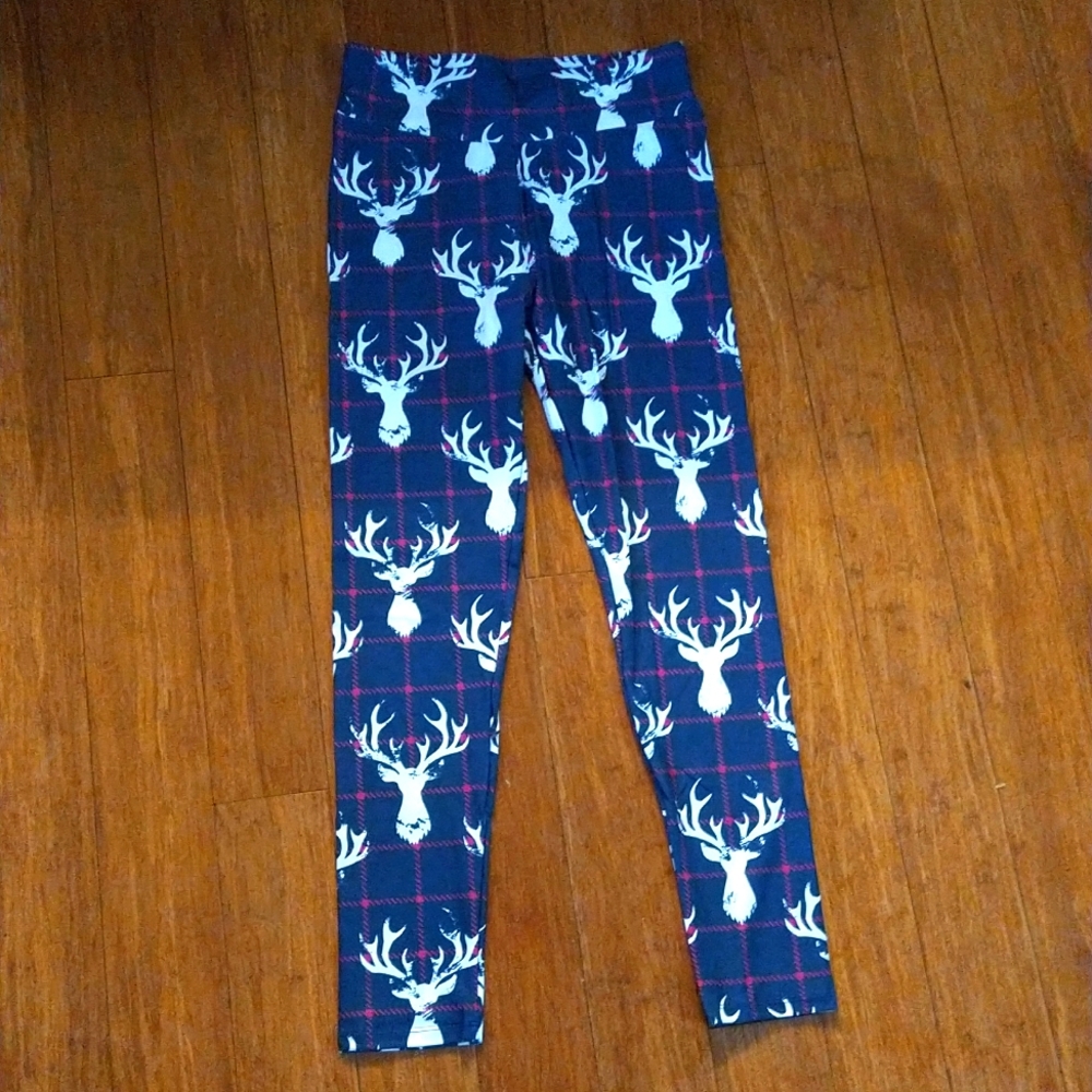 Brand New Women's Gingham Stag Leggings S/M